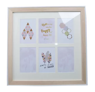 Drewniana ramka na 6 zdjęć, EWAX, beżowa, 45x45 cm - Ramki na zdjęcia - miniaturka - grafika 1