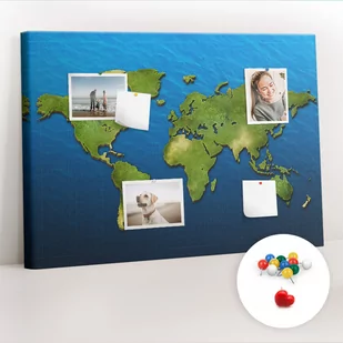 Organizer, Tablica korkowa 100x70 cm + Kolorowe Pinezki - Mapa świata - Tablice i flipcharty - miniaturka - grafika 1
