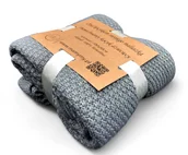 Koce i narzuty dla dzieci - Szary kocyk dla noworodka, całoroczny, bawełniany, tkany kocyk niemowlęcy UNISEX - miniaturka - grafika 1