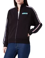 Kurtki damskie - Love Moschino Zippered, Customized with Striped Tape Along Shoulders Sleeves And Logo Patch On Left Chest. Kurtka damska, Czarny, 38 - miniaturka - grafika 1