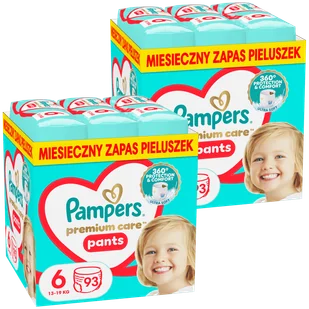 Zestaw Pampers Premium Care Pants, pieluchomajtki, rozmiar 6, 13-19 kg, 2 x 93 sztuki - Pieluchy - miniaturka - grafika 1
