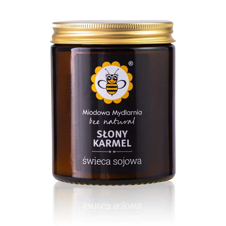 Świeca Sojowa Słony Karmel Miodowa Mydlarnia – Naturalna Świeca Zapachowa do Domu o Ciepłym i Zmysłowym Aromacie 180 ml