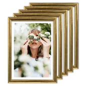 Ramki na zdjęcia - Zestaw Ramek Drewniany 5 Sztuk 13X18 Cm Złote Ramy - miniaturka - grafika 1