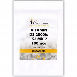 FOREST VITAMIN Vitamin D3 2000IU K2 MK-7 100mcg 100tabs - Witaminy i minerały dla sportowców - miniaturka - grafika 1