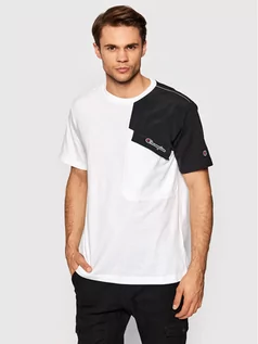 Koszulki męskie - Champion T-Shirt Patchwork 216558 Biały Comfort Fit - grafika 1