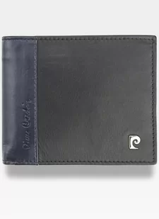 Pierre Cardin, Portfel skórzany męski, Tilak30 8824, czarny/niebieski, ochrona RFID, mały - Portfele - miniaturka - grafika 1