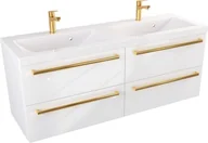 Szafki łazienkowe - Szafka z Umywalką Athos 120 cm DUO  - Uchwyt Złoty - miniaturka - grafika 1