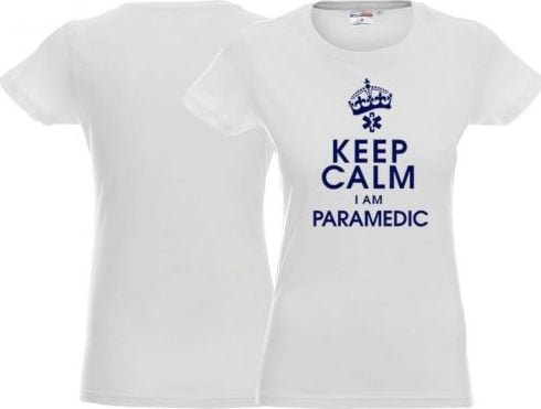 Promostars LPP - Koszulka damska KEEP CALM I AM PARAMEDIC biała