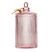 Pudła i pojemniki do przechowywania - Ameliahome Organizer Szklany Z Pokrywką I Ważką Dragonfly 10,5X20 Pudrowy Róż - miniaturka - grafika 1