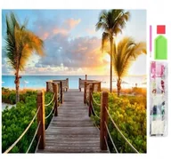 Zabawki kreatywne - HAFT DIAMENTOWY Palmy pomost morze MOZAIKA ZESTAW DLA DZIECI 5D 30x30 3120 - miniaturka - grafika 1