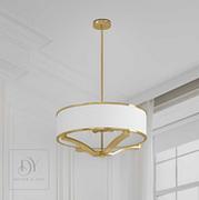 Lampy sufitowe - LAMPA WISZĄCA GERDO GOLD złota oprawa biały klosz styl glamour - WYSYŁKA 24h - miniaturka - grafika 1