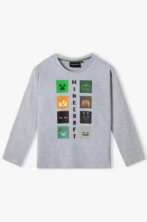Bluzki dla chłopców - Szara bluzka chłopięca dzianinowa Minecraft - grafika 1