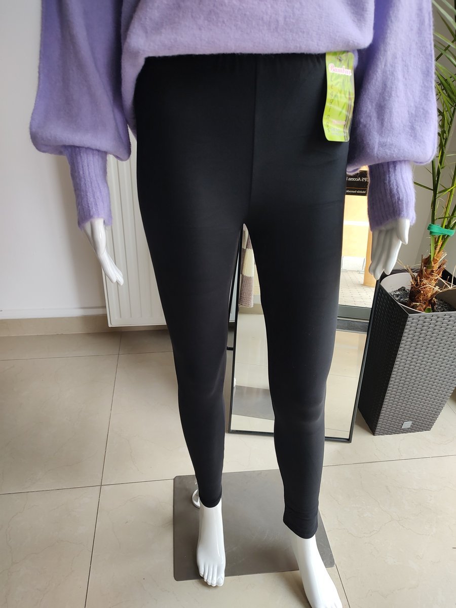 Legginsy ocieplane bambusowe gładkie - czarny XL/XXL