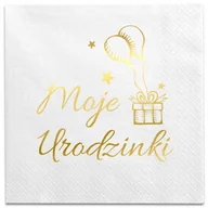 Dekoracje i nakrycia stołu na imprezę - Serwetki białe "Moje Urodzinki" 12 szt. - miniaturka - grafika 1