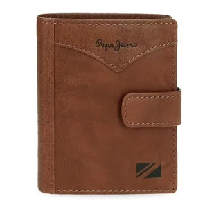 Pepe Jeans Pionowy portfel z zapięciem na zatrzask Brązowy 8,5x10,5x1 cm Skóra by Joumma Bags, Brązowy brązowy, Talla única, Pionowy portfel na zatrzask - Portfele - miniaturka - grafika 1