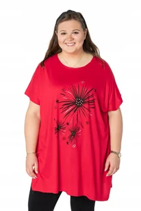 Duża Długa Bluzka Damska Tunika Oversize Top 658-3 - Bluzki damskie - miniaturka - grafika 1