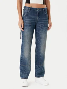 Guess Jeansy W5YA2E D5R0D Granatowy Straight Leg - Spodnie damskie - miniaturka - grafika 1