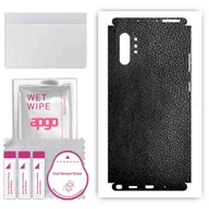 Szkła hartowane na telefon - Folia naklejka skórka strukturalna na TYŁ+BOKI do Samsung Galaxy Note 10+ -  Skóra Czarna - apgo SKINS - miniaturka - grafika 1