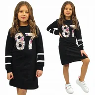 Sukienki - Sukienka DRESOWA 87 Brokat CZARNA 116/122 - miniaturka - grafika 1