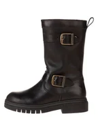 Kozaki damskie - lamino Skórzane kozaki w kolorze czarnym - miniaturka - grafika 1