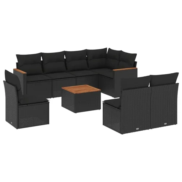 Zestaw mebli ogrodowych modułowych, czarny, rattan PE, stal, wymiary siedz