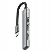 Huby USB - Adapter 4w1 HUB USB-C USB 2.0 Jack 3,5mm 0009F07 - miniaturka - grafika 1