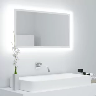 vidaXL Lustro łazienkowe z LED, białe, 80x8,5x37 cm, płyta wiórowa - Lustra - miniaturka - grafika 1