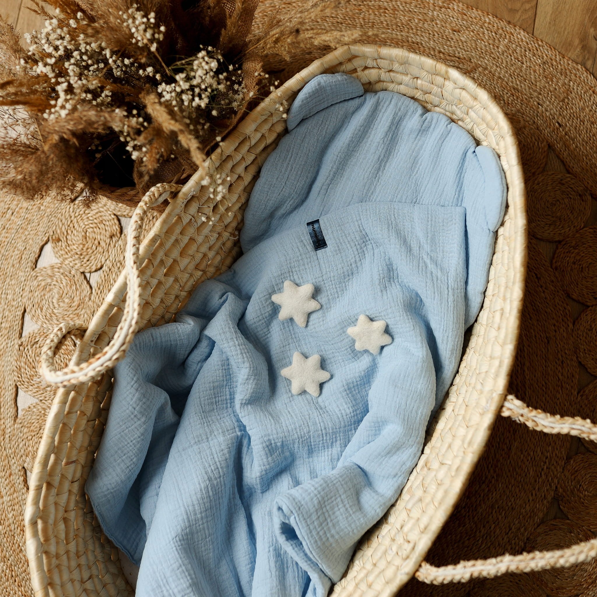 Pościel Dziecięca Muślinowa 65x100 Błękitna