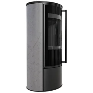 Piec stalowy ERIK fi 150 5,5 kW ceramika akumulacyjna GRAY SATIN czarny - Piece wolnostojące - miniaturka - grafika 1