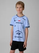 Koszulki dla dziewczynek - 4F Koszulka meczowa replika domowa z sezonu 2025/26 dziecięca 4F x Projekt Warszawa - niebieska 98/104 - miniaturka - grafika 1