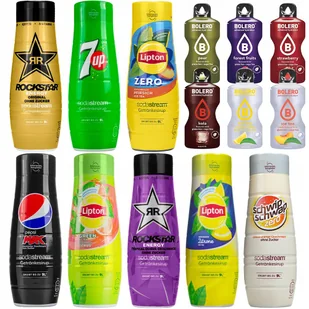 8x SYROP DO SODASTREAM ROCKSTAR LIPTON 7UP MIRINDA PEPSI MAX SCHWIP BOLERO - Syropy i koncentraty owocowe - miniaturka - grafika 1