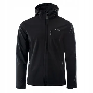 Męska Kurtka Softshell Z Kapturem Wodoodporna 8000 H2O Hi-tec Caen bk L - Kurtki męskie - miniaturka - grafika 1