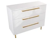 Szafki łazienkowe - Szafka Stojąca Z Blatem ATH 100 cm - Biały Wysoki Połysk - Uchwyty Złote Polerowane - miniaturka - grafika 1