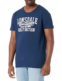 Koszulki męskie - Lonsdale Męski T-shirt Martinstown, ciemnogranatowy/biały, XXL - grafika 1