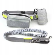 Pozostałe akcesoria dla psów - Pas biodrowy do biegania, z amortyzowaną smyczą, szary, L, pasek dł. 80-104cm, saszetka 18x5,5x10cm, smycz dł. 145-200 cm - miniaturka - grafika 1