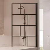 Parawany nawannowe - VENTE-UNIQUE Obrotowy parawan nawannowy w industrialnym stylu – 80 × 140 cm – kolor czarny matowy – szkło – RIVANON - miniaturka - grafika 1