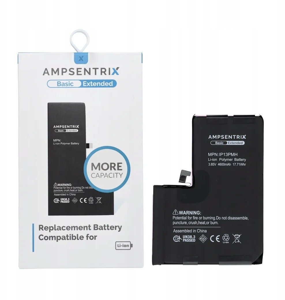 AmpSentrix Basic bateria do iPhone 13 Pro Max zwiększona pojemność