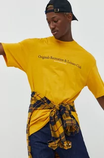 Koszulki męskie - Jack & Jones t-shirt bawełniany JORBRINK kolor żółty z nadrukiem - grafika 1