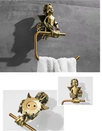 Wieszaki łazienkowe - wieszak na ręcznik retro EUNIKE anioł szczotkowany mosiądz - miniaturka - grafika 1