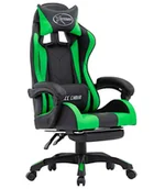 Fotele gamingowe - Czarno-zielony fotel gamingowy z podnóżkiem C5-H92 - miniaturka - grafika 1