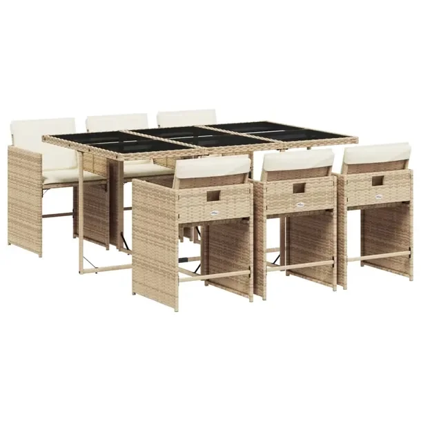 Zestaw Mebli Ogrodowych Rattan PE Beżowy, Stół 165x106x73 cm, Krzesła 5