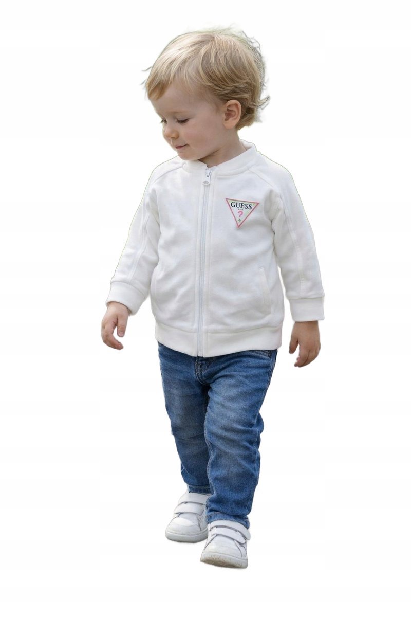 GUESS BIAŁA BLUZA DZIECIĘCA Z LOGO NA ZAMKU 64-70 GGA