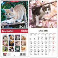 Kalendarze - Kalendarz 2026 dla dzieci 16x32 13 plansz Kociaki - kalendarz - miniaturka - grafika 1