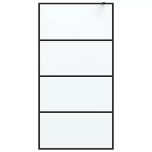 Ścianka prysznicowa, czarna, 100x195 cm, mrożone szkło ESG - Ścianki i drzwi prysznicowe - miniaturka - grafika 4