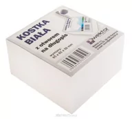 Etykiety samoprzylepne i bloki etykiet - Kostka biurowa klejona biała z otworem na długopis - miniaturka - grafika 1