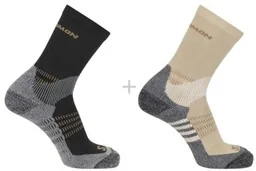 Skarpety Salomon X Ultra Access Crew 2-Pack Bleached Sand / Black - Skarpetki i podkolanówki sportowe - miniaturka - grafika 1