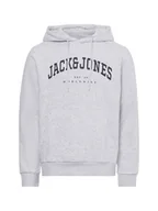 Swetry męskie - Jack & Jones Męski sweter z kapturem - JJEcaleb Mężczyźni szary marmurkowy, S - miniaturka - grafika 1