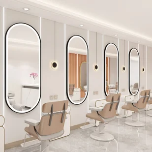 Konsola konsoleta fryzjerska barberska kosmetyczna lustro LED rama aluminiowa 170x70 STD - Meble fryzjerskie - miniaturka - grafika 1