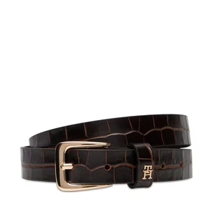 Pasek Damski Tommy Hilfiger Th Libre 2.5 Croc AW0AW17975 Brązowy - Paski - miniaturka - grafika 1