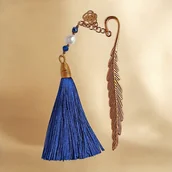 Zakładki do książek - Zakładka PREMIUM : lapis lazuli, perła : GRANATOWA - miniaturka - grafika 1